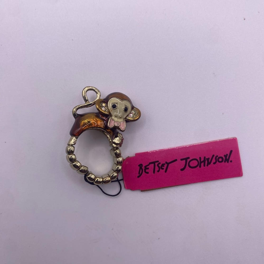 2/$25 Betsey Johnson Gold and Brown Monkey Ring